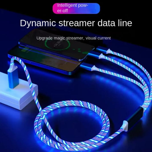 3 IN 1 Glowing LED Light Phone Charger Luminous USB Type C Cable For Xiaomi For iphone For Samsung Phone Accessories Charge Cord