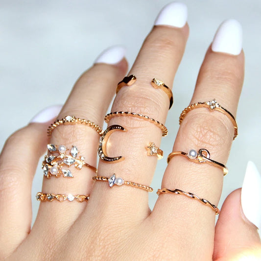 1-22Pcs/set  Bohemian Moon Star Rings