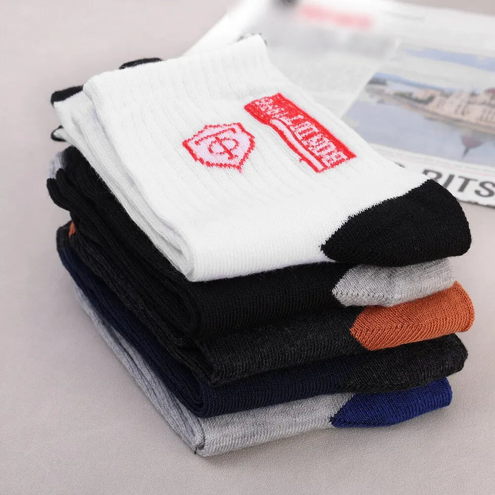 5Pairs Men Breathable Cotton Sports Socks